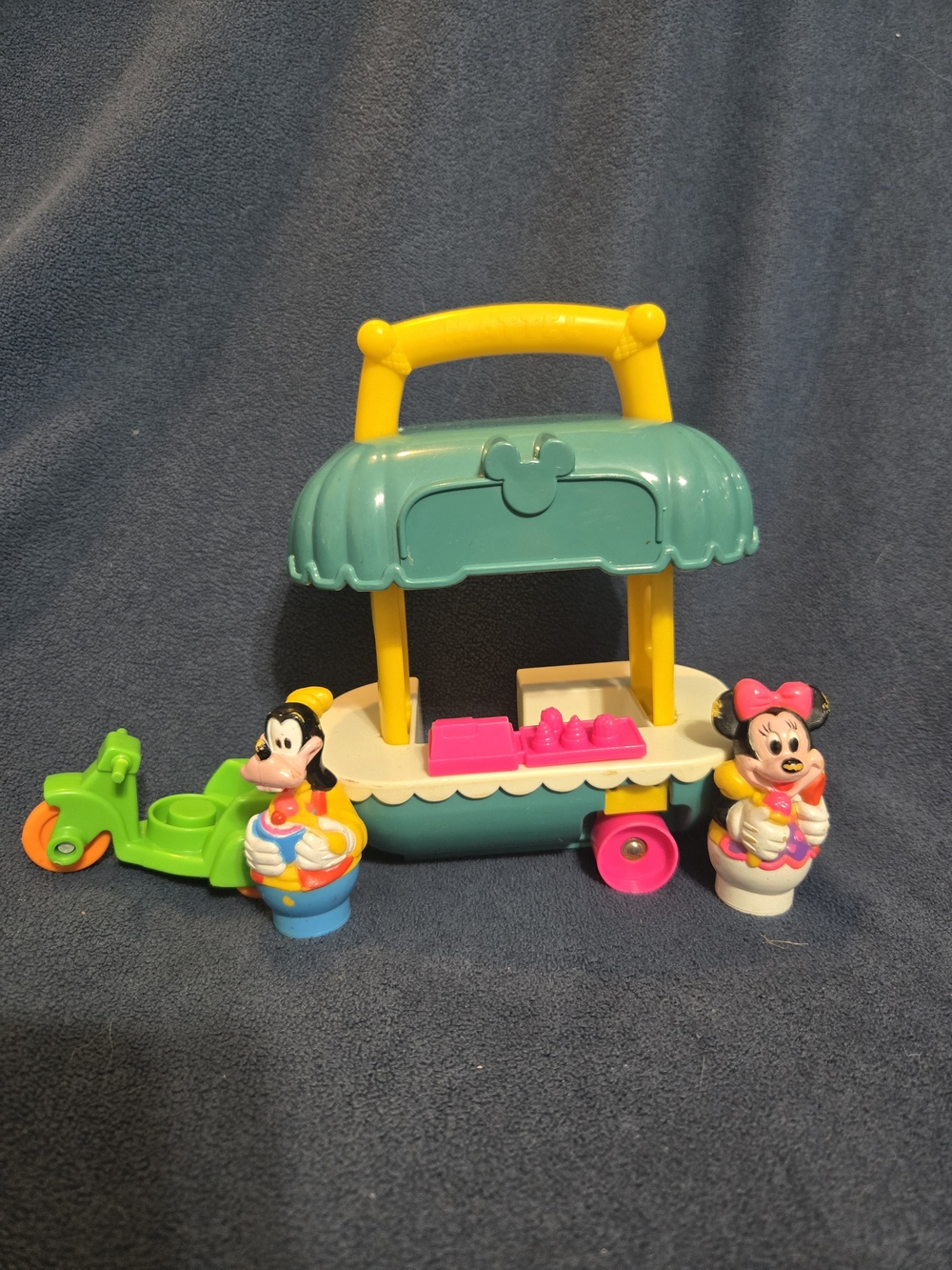 Vintage Mattel Disney Minnie Mouse & Goofy Ice Cream Cart Playset Thailand